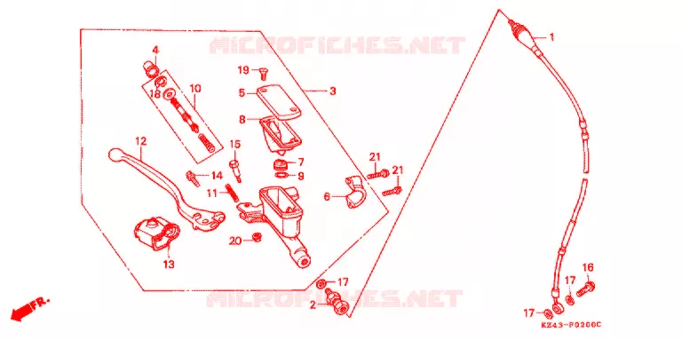 MAITRE CYLINDRE DE FREIN AVANT Honda MOTO 125 CR 1991  CR125RM