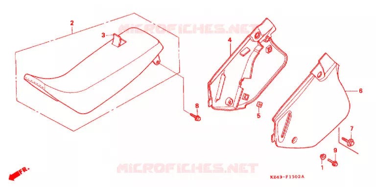 SIEGE/COUVERCLE LATERAL  Honda MOTO 125 CR 1993  CR125RP
