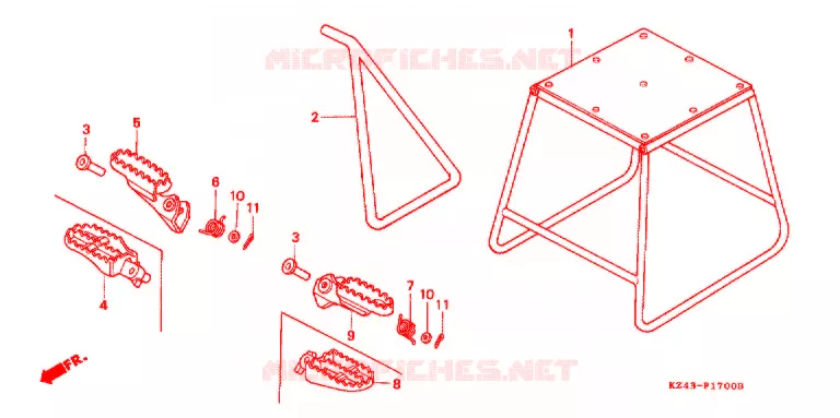 BEQUILLE - REPOSE PIEDS Honda MOTO 125 CR 1993  CR125RP