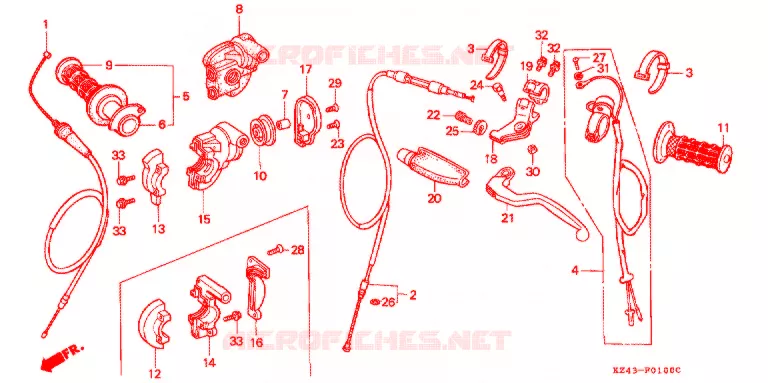 LEVIER DE GUIDON - CABLE - COMMODO Honda MOTO 125 CR 1994  CR125RR