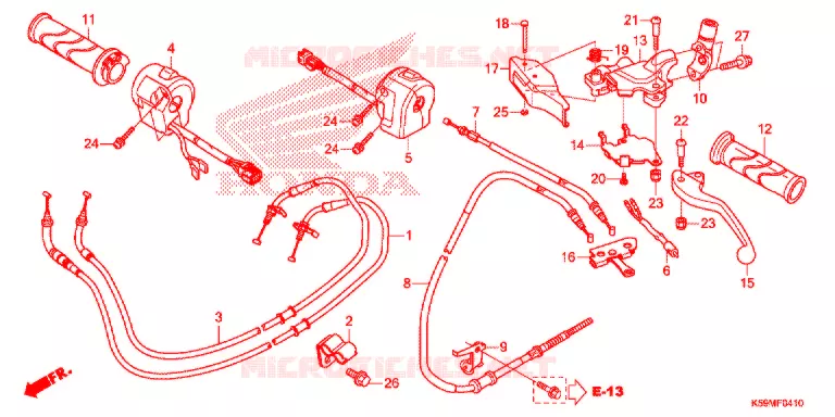 LEVIER DE GUIDON - CABLE - COMMODO Honda SCOOTER 150 VARIO 2020  ACB150CBTM
