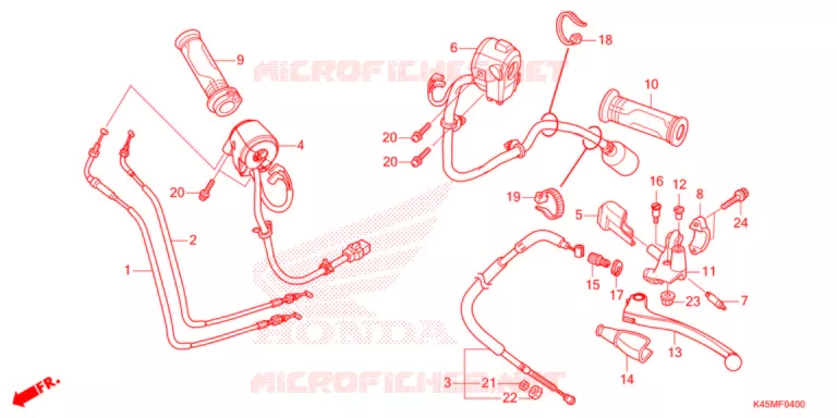 LEVIER DE GUIDON - CABLE - COMMODO Honda MOTO 150 CBR 2021  CBR150RAM