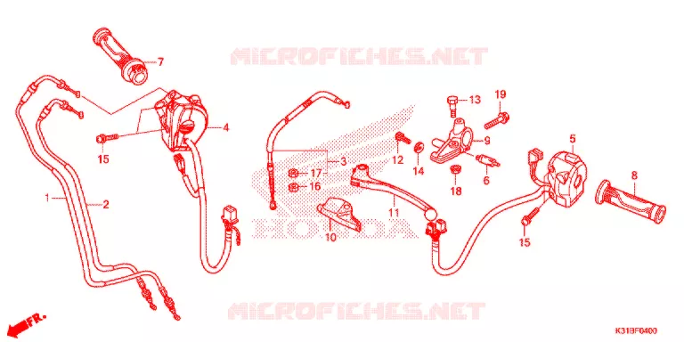LEVIER DE GUIDON - CABLE - COMMODO Honda MOTO 250 CB 2021  MC250K