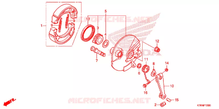 FLASQUE - MACHOIRES DE FREIN AVANT Honda MOTO 110 EX5 2021  NBC110MCDL
