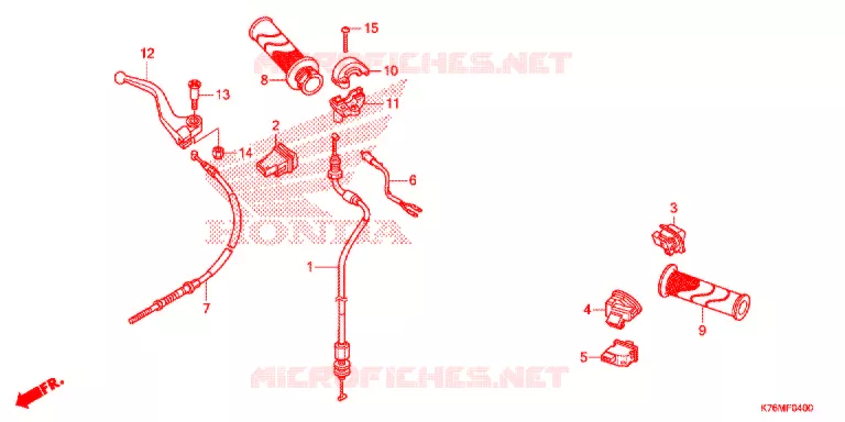 LEVIER DE GUIDON - CABLE - COMMODO Honda MOTO 110 EX5 2021  NBC110MCDL