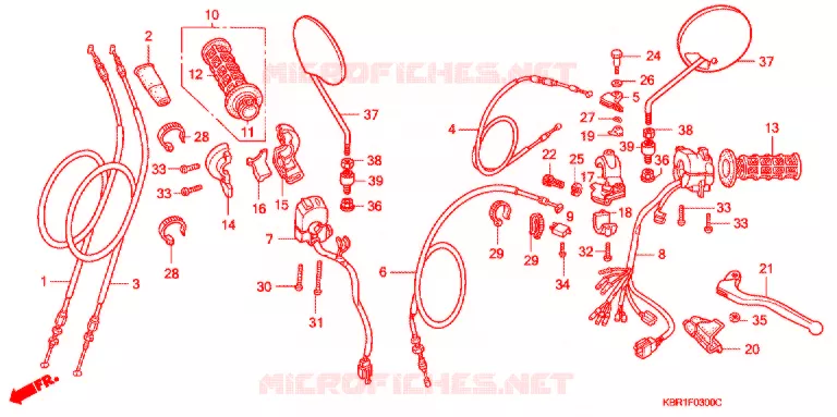 LEVIER DE GUIDON - CABLE - COMMODO Honda MOTO 250 XL 1993  XL250P_II