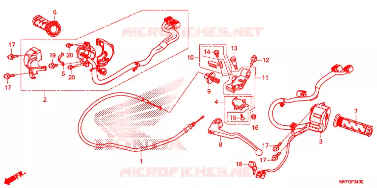 LEVIER DE GUIDON - CABLE - COMMODO Honda MOTO 1000 CBR 2022  CBR1000STN