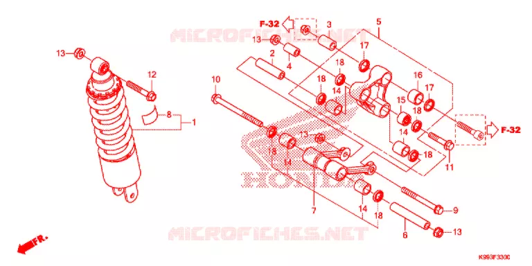 AMORTISSEUR ARRIERE Honda MOTO 250 CRF 2021  CRF250FM