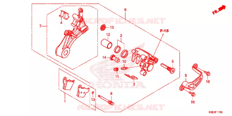 ETRIER DE FREIN ARRIERE Honda MOTO 250 CRF 2021  CRF250FM