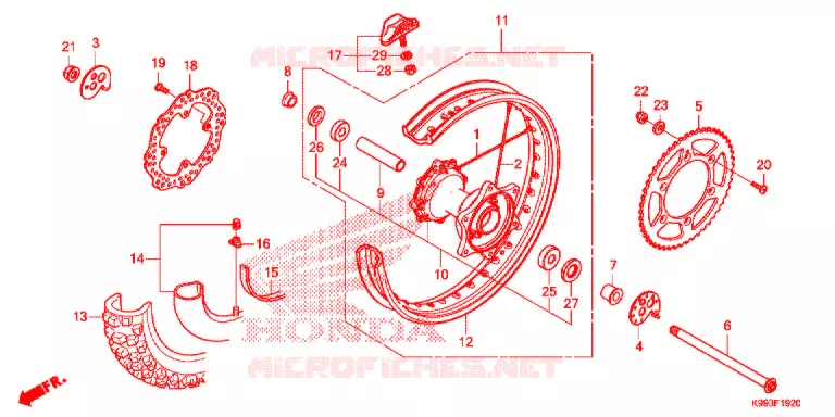 ROUE ARRIERE Honda MOTO 250 CRF 2021  CRF250FM