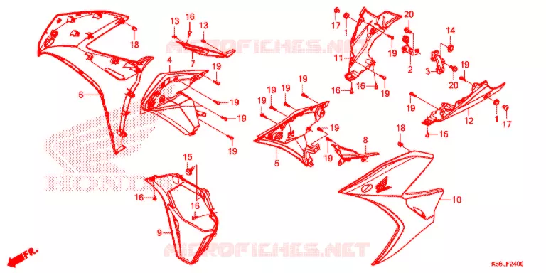 COUVERCLES LATERAUX Honda SCOOTER 150 WINNER 2019  FS150FAL_V