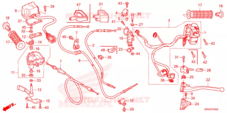 LEVIER DE GUIDON - CABLE - COMMODO Honda ATV 520 FOURTRAX 2022  TRX520FM1N