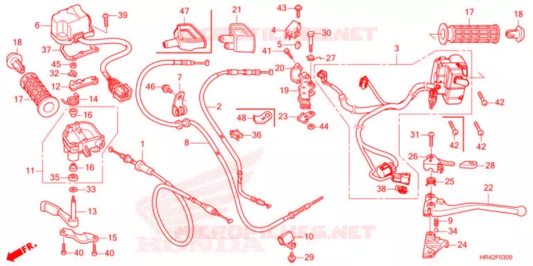 LEVIER DE GUIDON - CABLE - COMMODO Honda ATV 520 FOURTRAX 2022  TRX520FM1N