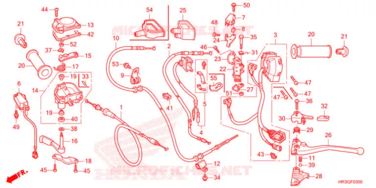 LEVIER DE GUIDON - CABLE - COMMODO Honda ATV 420 FOURTRAX 2022  TRX420FM2N