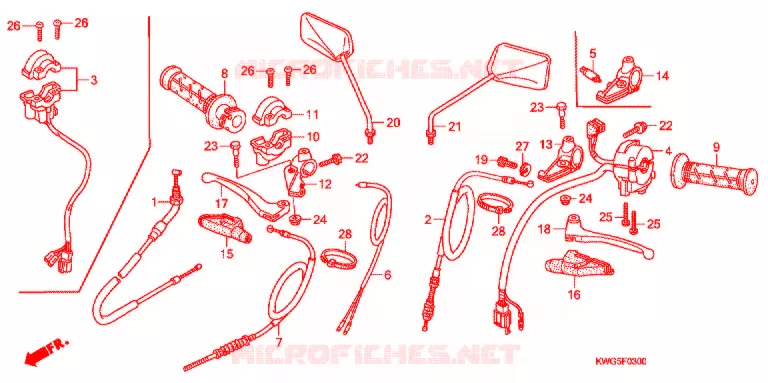 LEVIER DE GUIDON - CABLE - COMMODO Honda MOTO 125 CG 2011  CG125CESB