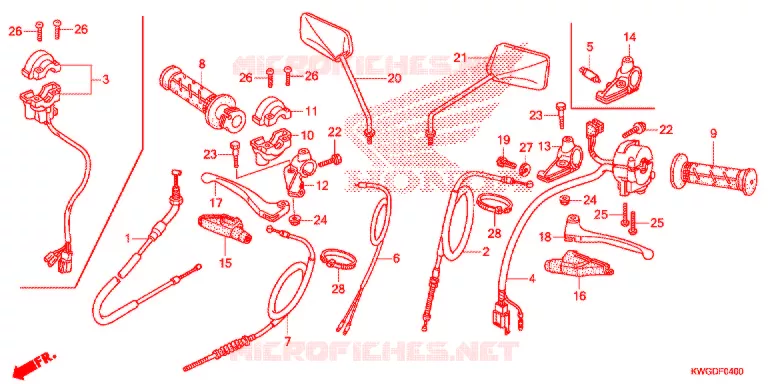 LEVIER DE GUIDON - CABLE - COMMODO Honda MOTO 125 CG 2013  CG125ESD