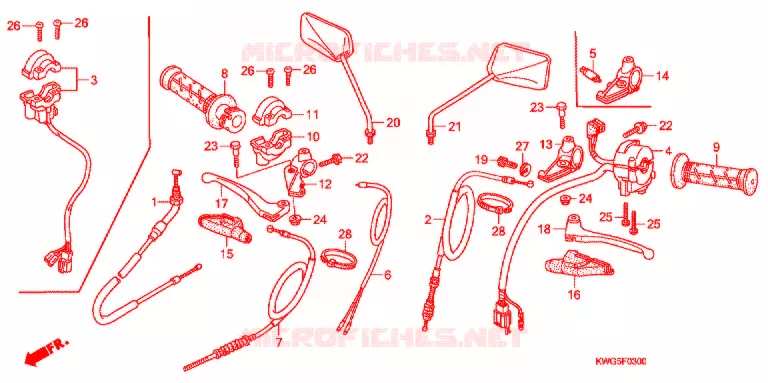 LEVIER DE GUIDON - CABLE - COMMODO Honda MOTO 125 CG 2010  CG125KSA