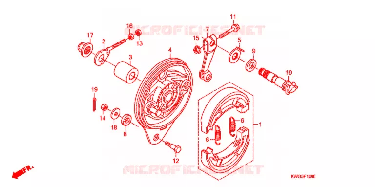 FLASQUE - MACHOIRES DE FREIN ARRIERE Honda MOTO 125 CG 2012  CG125KSC