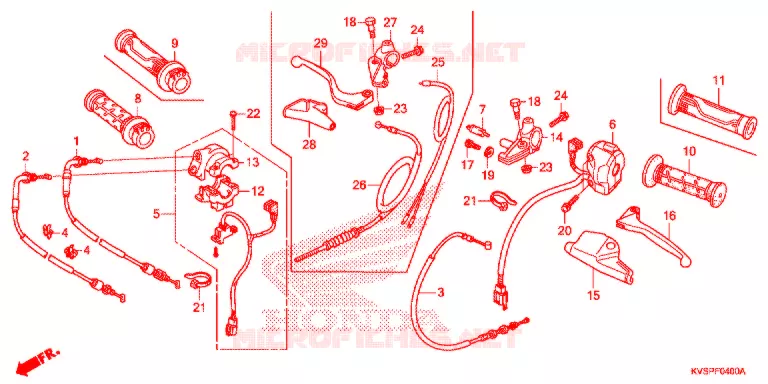 LEVIER DE GUIDON - CABLE - COMMODO Honda MOTO 160 CG 2016  CG160ESDG