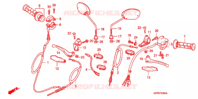 LEVIER DE GUIDON - CABLE - COMMODO Honda MOTO 100 POP 2012  RF100C