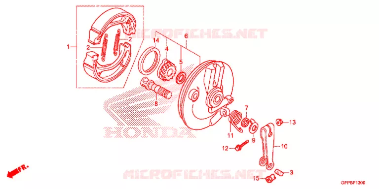 FLASQUE - MACHOIRES DE FREIN AVANT Honda MOTO 100 POP 2015  RF100F