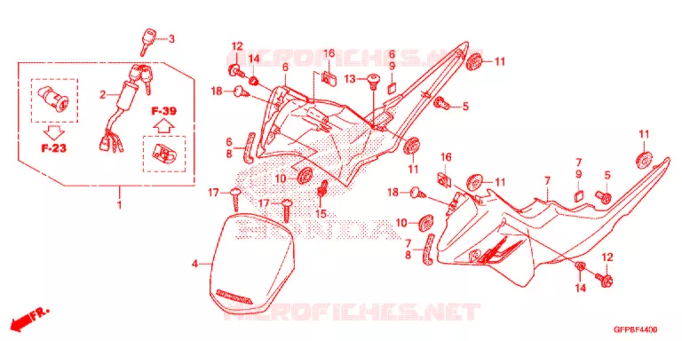 CARENAGE AVANT Honda MOTO 100 POP 2015  RF100F