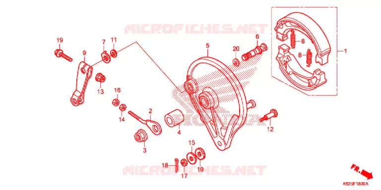 FLASQUE - MACHOIRES DE FREIN ARRIERE Honda MOTO 110 POP 2016  RF110G