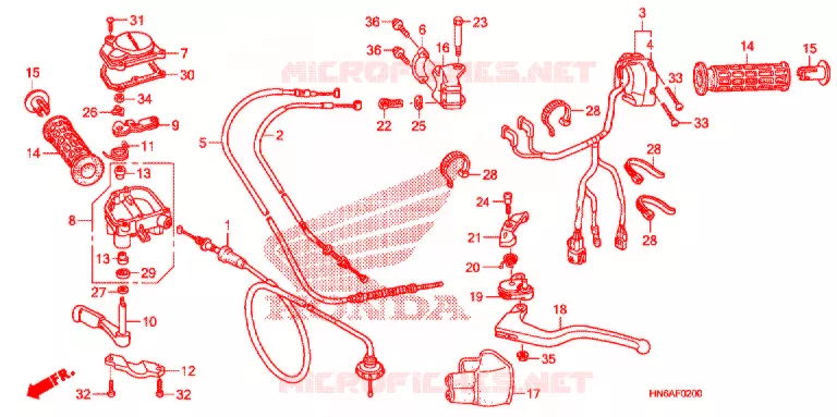 LEVIER DE GUIDON - CABLE - COMMODO Honda ATV 250 FOURTRAX 2012  TRX250XC