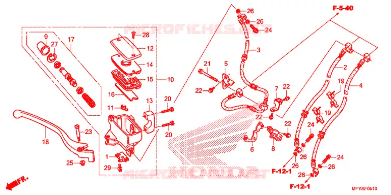 MAITRE CYLINDRE DE FREIN AVANT Honda MOTO 1300 VT 2012  VT1300CTAC