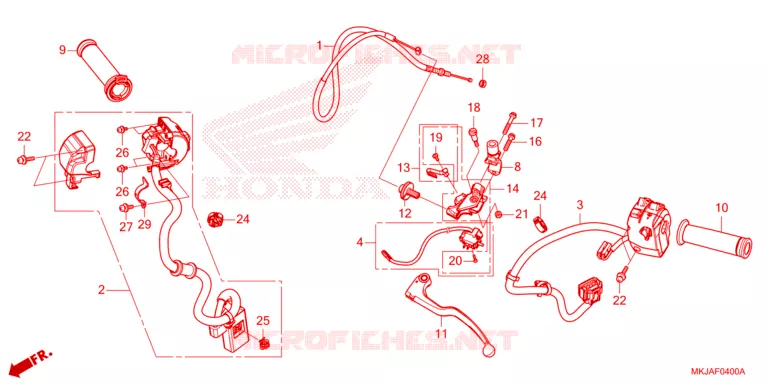 LEVIER DE GUIDON - CABLE - COMMODO Honda MOTO 1000 CB 2022  CB1000RAN