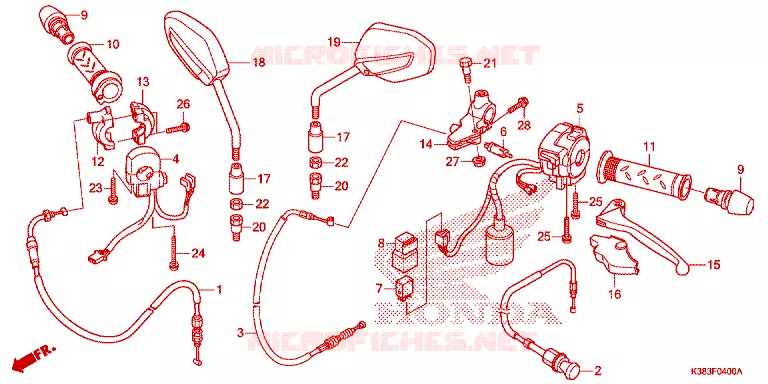 LEVIER DE GUIDON - CABLE - COMMODO Honda MOTO 160 CBF 2022  CBF160N
