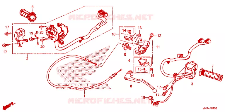 LEVIER DE GUIDON - CABLE - COMMODO Honda MOTO 1000 CBR 2022  CBR1000SPN