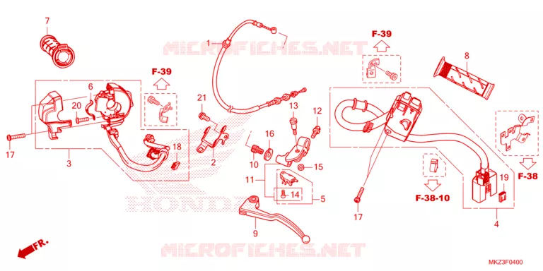 LEVIER DE GUIDON - CABLE - COMMODO Honda MOTO 600 CBR 2021  CBR600R3M