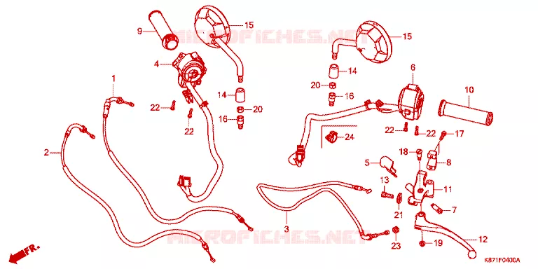LEVIER DE GUIDON - CABLE - COMMODO Honda MOTO 250 REBEL 2021  CMX250A2M