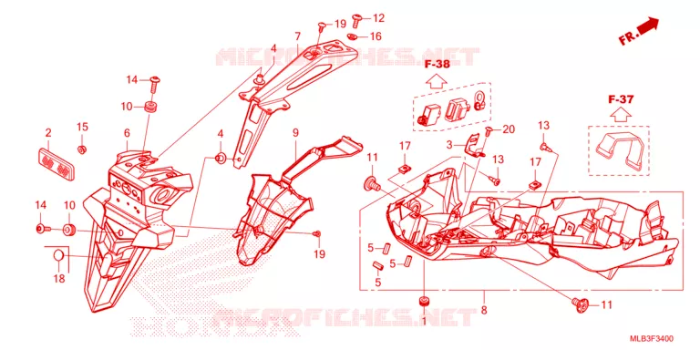 GARDE-BOUE ARRIERE Honda MOTO 750 HORNET 2024  CB750AP