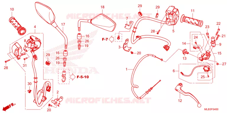 COMMODOS / POIGNEES / CABLES / MIROIR Honda MOTO 750 HORNET 2023  CB750AP