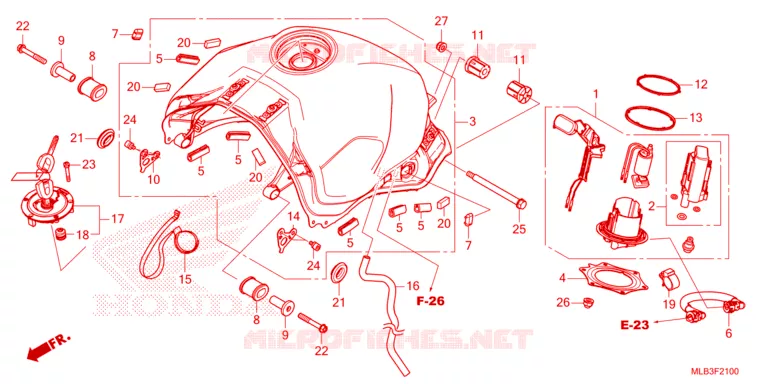 RESERVOIR A CARBURANT - POMPE A ESSENCE Honda MOTO 750 HORNET 2024  CB750AP