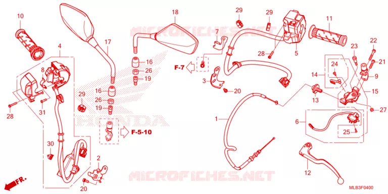 COMMODOS / POIGNEES / CABLES / MIROIR Honda MOTO 750 HORNET 2023  CB750AP