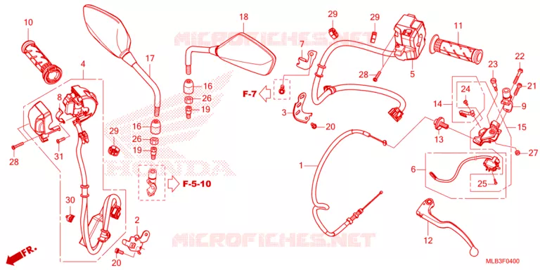 COMMODOS / POIGNEES / CABLES / MIROIR Honda MOTO 750 HORNET 2024  CB750AP