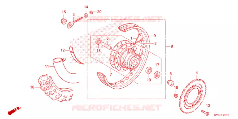 ROUE ARRIERE Honda MOTO 110 CRF 2023  CRF110FP