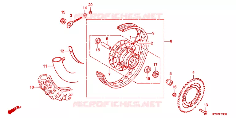 ROUE ARRIERE Honda MOTO 110 CRF 2023  CRF110FP