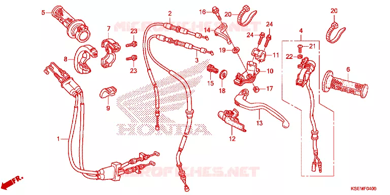 LEVIER DE GUIDON - CABLE - COMMODO Honda MOTO 150 CRF 2022  CRF150RBN