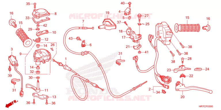 LEVIER DE GUIDON - CABLE - COMMODO Honda ATV 420 FOURTRAX 2023  TRX420FA5P