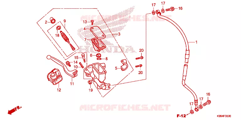 MAITRE CYLINDRE DE FREIN AVANT Honda MOTO 250 CRF 2022  CRF250FN