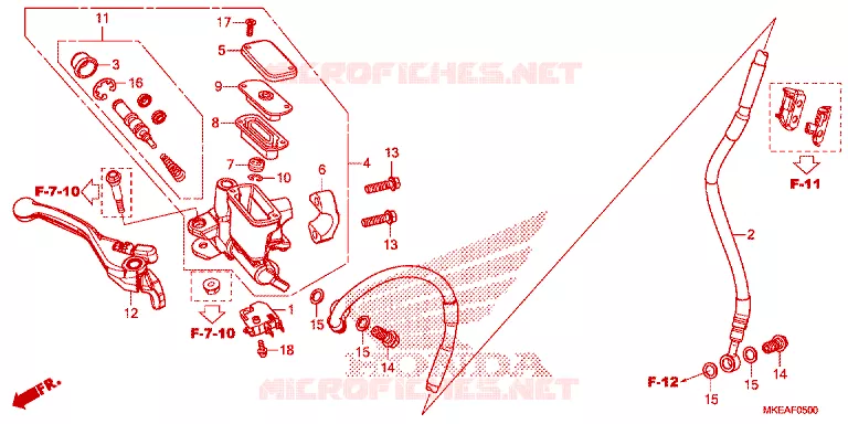 MAITRE CYLINDRE DE FREIN AVANT Honda MOTO 450 CRF 2023  CRF450RLP
