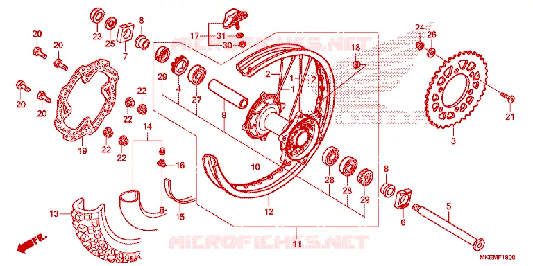 ROUE ARRIERE Honda MOTO 450 CRF 2023  CRF450XP