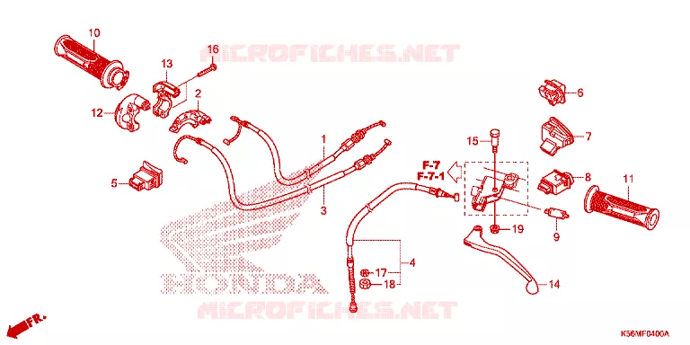 LEVIER DE GUIDON - CABLE - COMMODO Honda MOTO 150 RS 2022  FS150FN_4MA