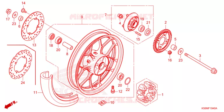 ROUE ARRIERE Honda MOTO 150 RS 2022  FS150FN_4MA