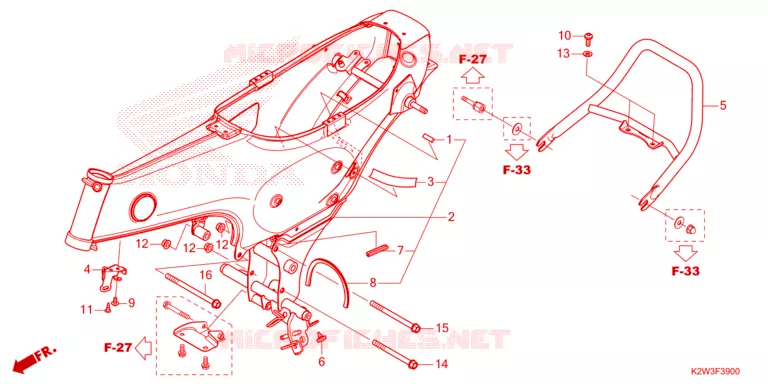 CADRE / POIGNEE ARRIERE Honda MOTO 125 DAX 2024  ST125AP