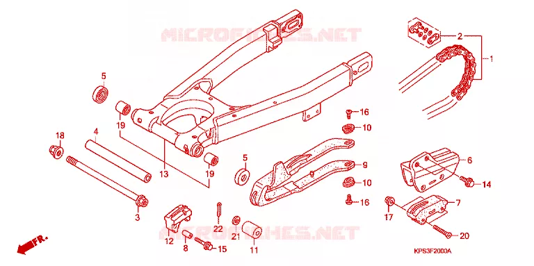 BRAS OSCILLANT - CARTER DE CHAINE Honda MOTO 230 CRF 2003  CRF230F3